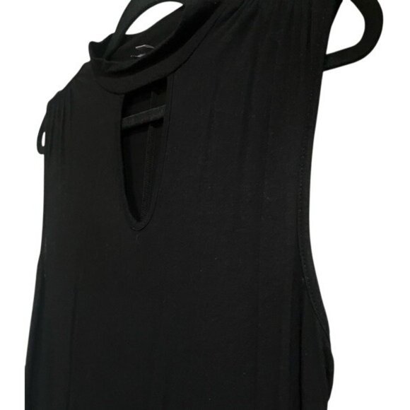 Jennifer Lopez Black Sleeveless Keyhole Neckline Choker Cut Top Tunic Collar Med - Picture 12 of 16
